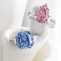 blue and pink diamond ring