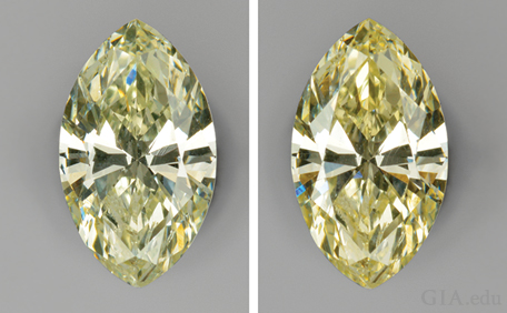 Two views of a colored diamond