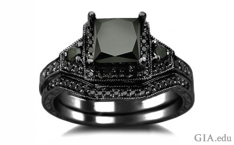 A 2.01 ct princess cut black diamond set in 14K blackened gold