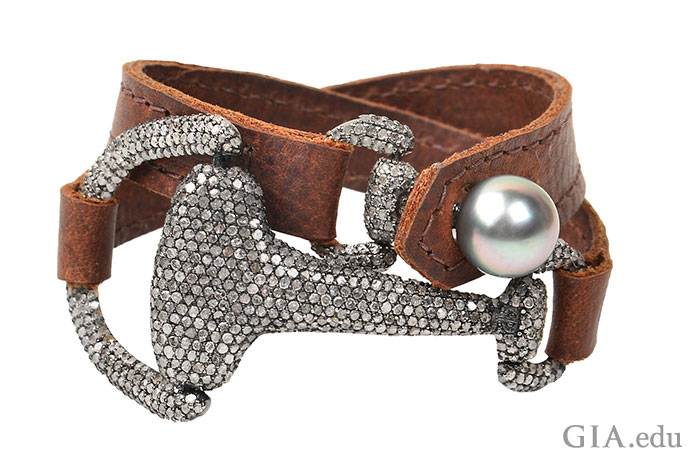 leather diamond bracelet