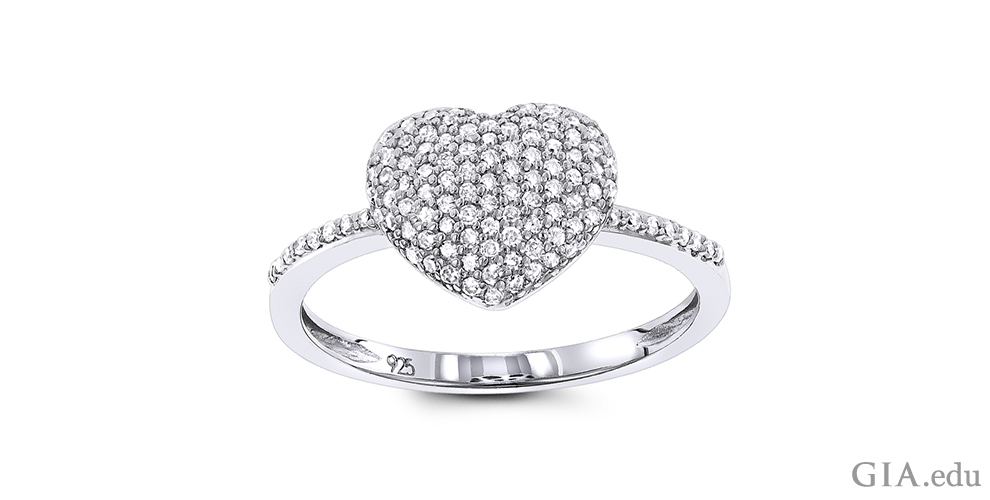 Pavé diamond heart ring with 0.33 carats of diamonds.