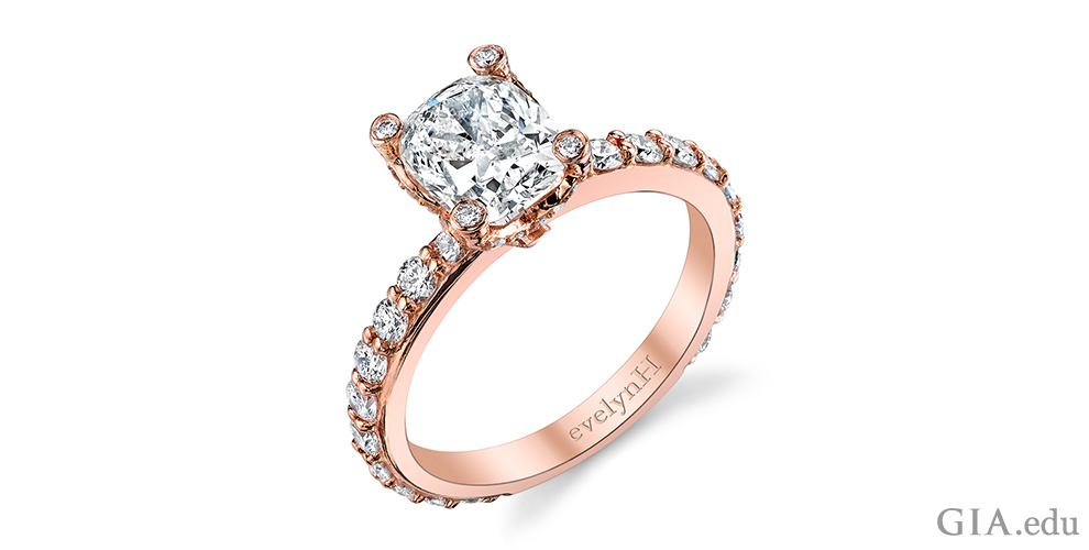 Rose gold diamond engagement ring.